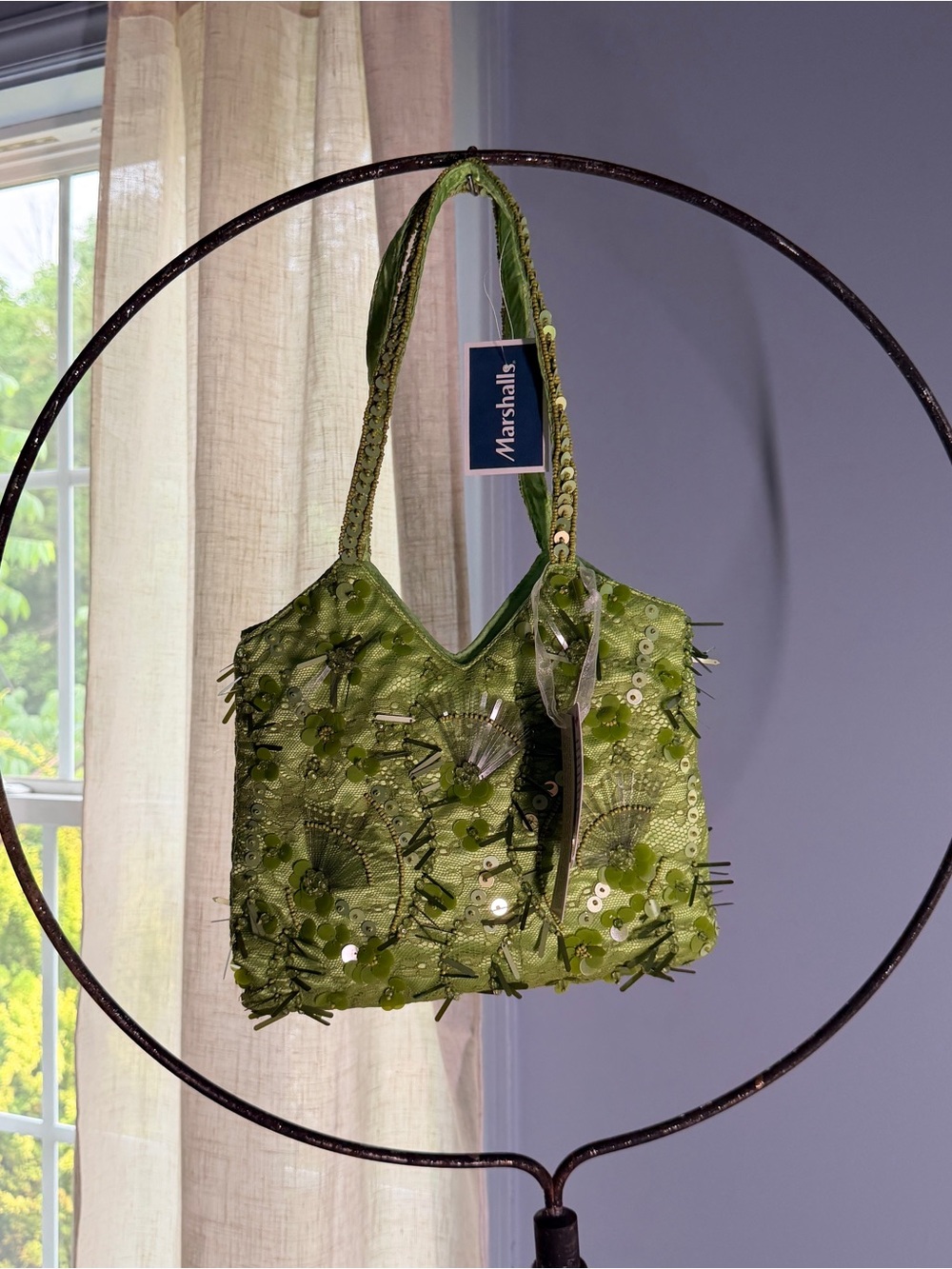 Marshalls Lime Green Sequin & Bead Embellished Shoulder Bag